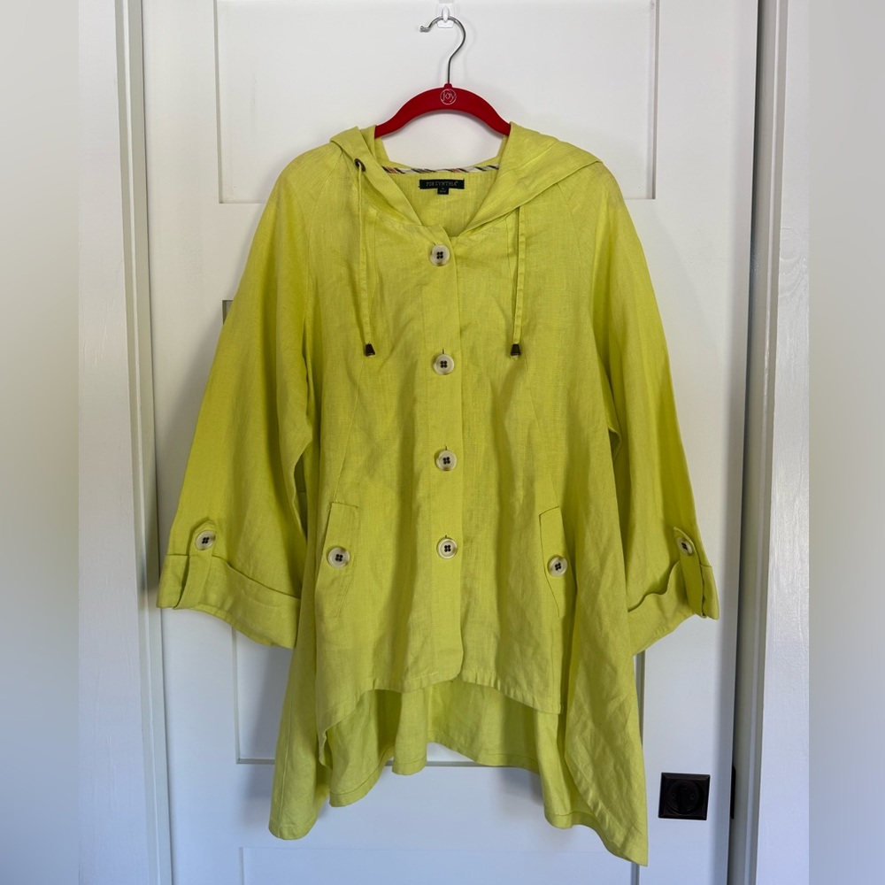For Cynthia Chartreuse Buttoned Jacket